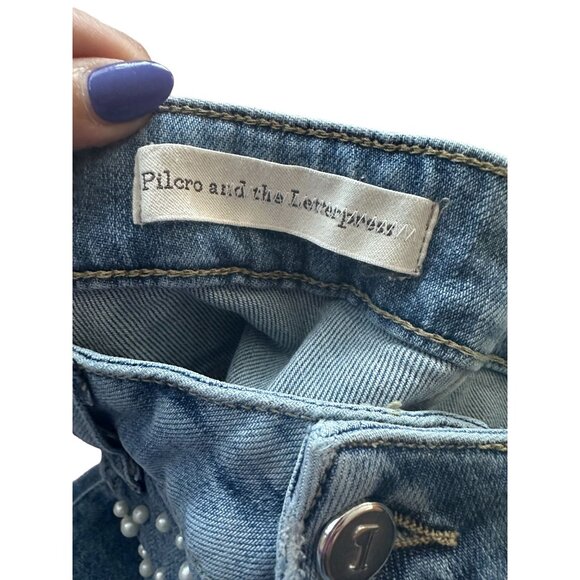 PILCRO & THE LETTERPRESS Pearl Embellished Script Jeans Size 28 - Picture 4 of 6